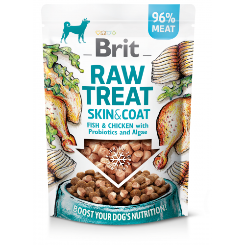Brit Raw Treat Dog Skin&Coat, Fish&Chicken 40g (min. odběr 10 ks)