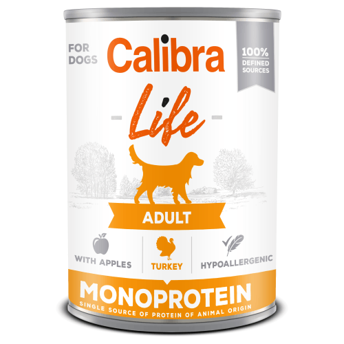 Calibra Dog Life konz. Adult Turkey & apple 400 g (min. odběr 6 ks)