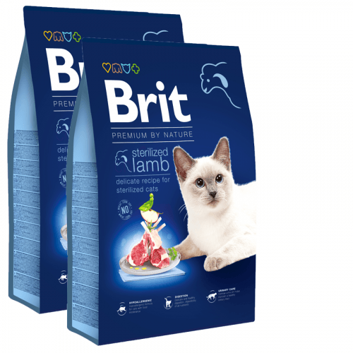 2x Brit Premium Cat by Nature Sterilized Lamb 8kg