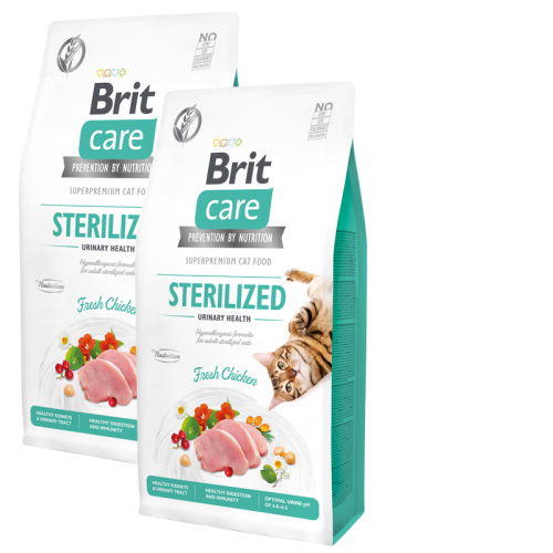 2x Brit Care Cat Grain-Free Sterilized Urinary Health 7kg