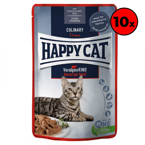 Happy Cat Pouches - Meat in Sauce Culinary Voralpen-Rind 10 x 85 g