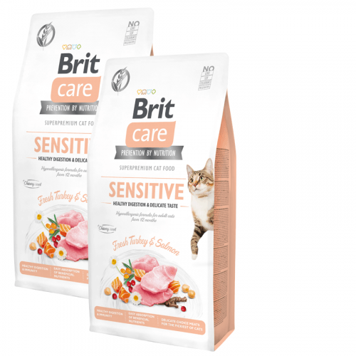 2x Brit Care Cat Grain-Free Sensitive Healthy Digestion & Delicate Taste 7kg