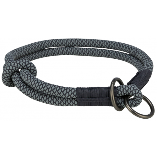 Soft Rope kulatý polostahovací obojek, S-M: 40 cm/ 10 mm, černá/šedá