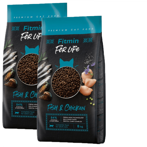 2x Fitmin Cat For Life Fish & Chicken 8 kg