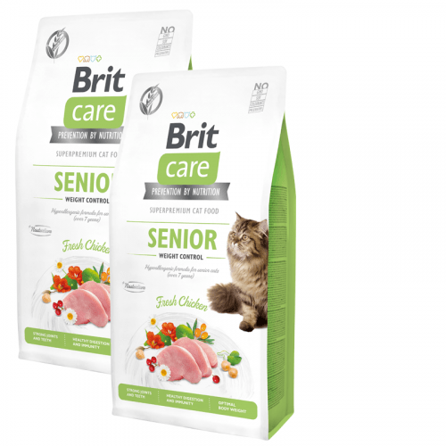2x Brit Care Cat Grain-Free Senior & Weight Control 7kg