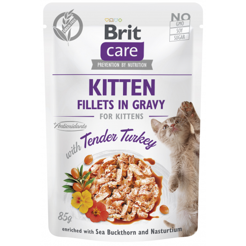 Brit Care Cat Fillets in Gravy Kitten Tend.Turkey 85g (min. odběr 24 ks)