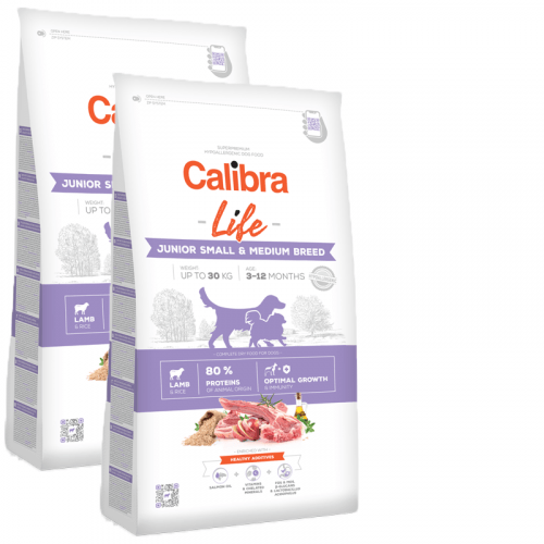 2x Calibra Dog Life Junior Small & Medium Breed Lamb 12 kg