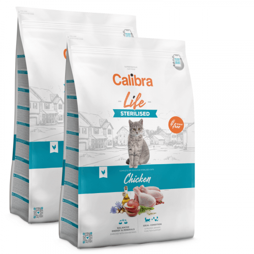 2x Calibra Cat Life Sterilised Chicken 6 kg