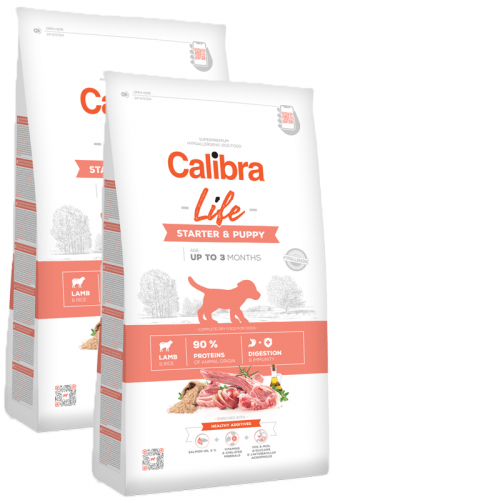 2x Calibra Dog Life Starter & Puppy Lamb 12 kg