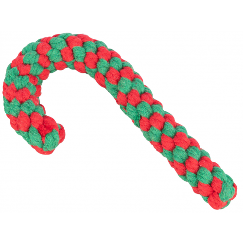 Xmas CANDY CANE - vánoční uzlovaná hůlka , 19 cm, bavlněné lano