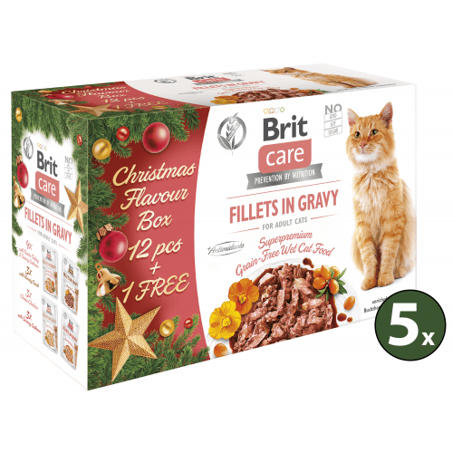 Brit Care Cat Fillets Gravy Christmas box 5 x 12 x 85g + 5 ZDARMA