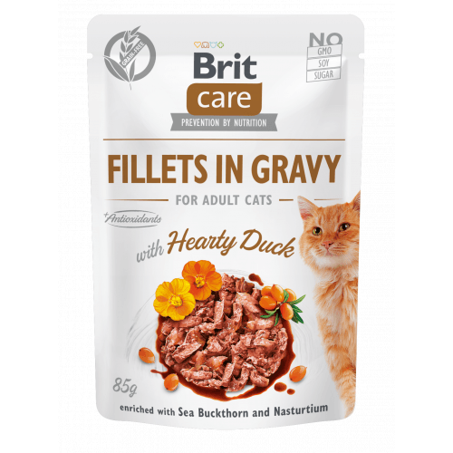 Brit Care Cat Fillets in Gravy Hearty Duck 85g (min. odběr 24 ks)