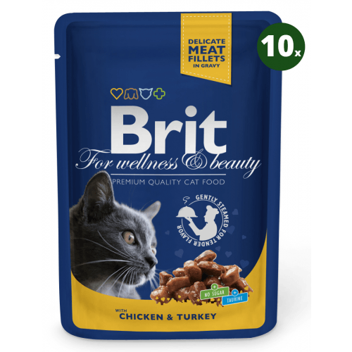 Brit Premium Cat kapsa with Chicken & Turkey 10x100g