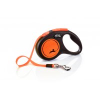 Vodítko FLEXI Neon S pásek 5m/15kg černá/oranžová NEW