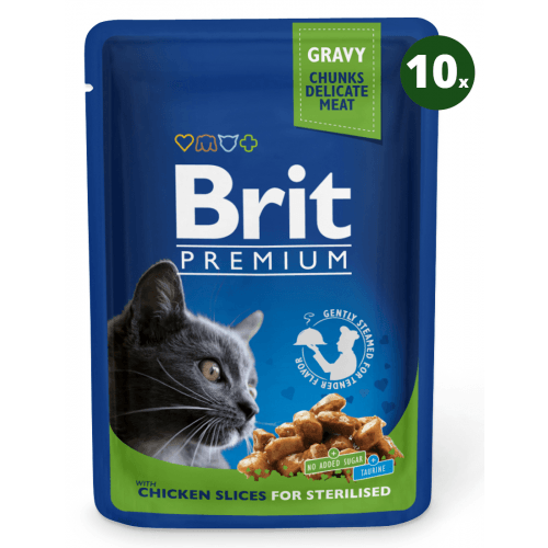 Brit Premium Cat kapsa Chicken Slices for Sterilised 10x100g