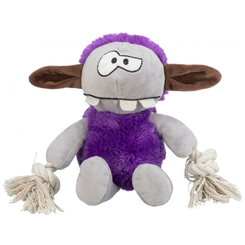 MONSTER I. - plyšová příšerka s vnitřním lanem, se zvukem, 32 cm, fialová