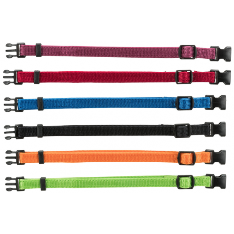 Balení nylon.rozeznávacích obojků pro štěňata S-M 17-25cm/10mm, čn,čv,md,zel,or,