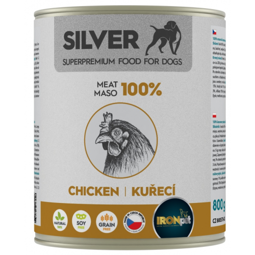 IRONpet Silver Dog Chicken konzerva 800g