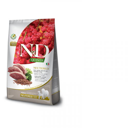 N&D Quinoa DOG Neutered Duck&Broccoli&Asp. 2,5kg