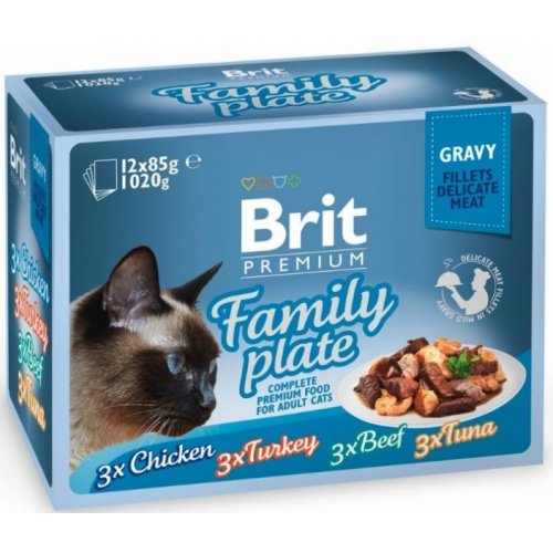 Brit Premium Cat D Fillets in Gravy Family Plate 1020g (12x85g)