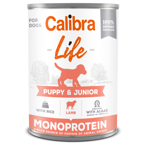 Calibra Dog Life konz. Puppy & Junior Lamb with rice 400 g