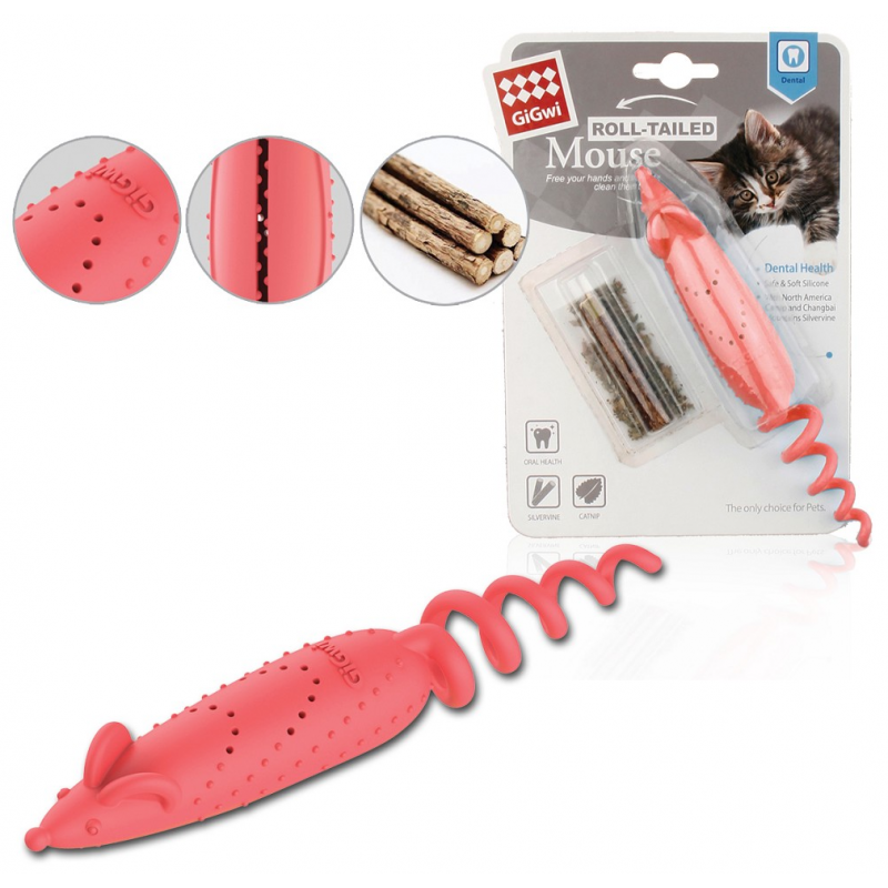 Hračka kočka GiGwi Myška s náplněni Catnip+Matabi 16cm