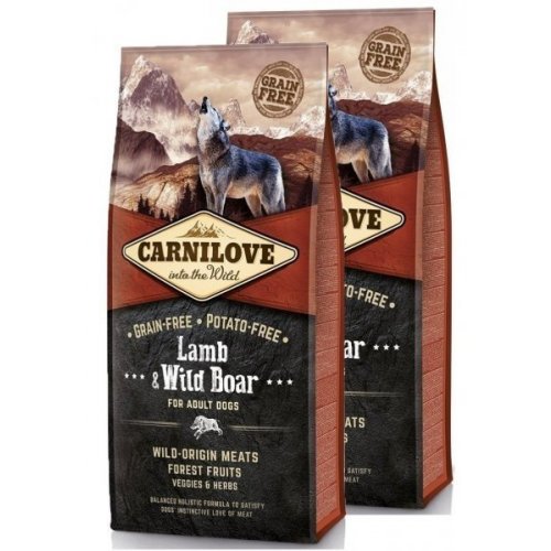 2x Carnilove Dog Lamb & Wild Boar for Adult 12kg