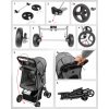 Kočárek pro psy BUGGY, rychlosklápěcí, 47 x 100 x 80cm, 4,9kg, šedá