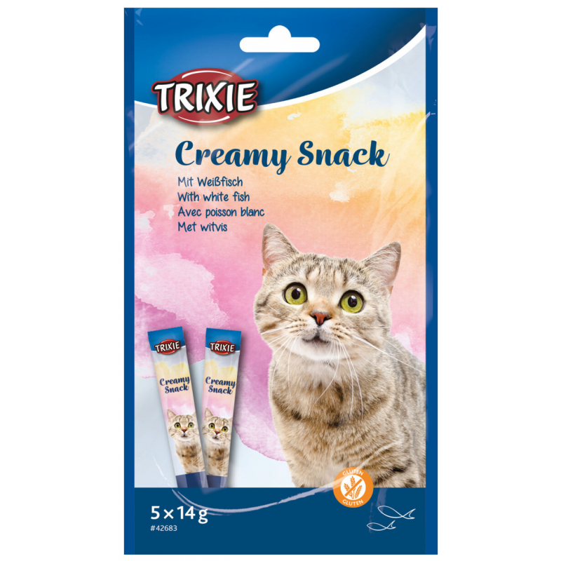 Creamy, krémová pochoutka pro kočky, tuňák a bílá ryba, 5 x 14 g