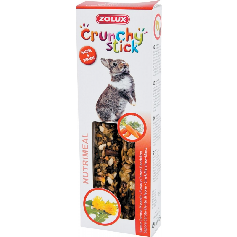 Pochoutka CRUNCHY STICK mrkev/pamp pro králíky Zolux