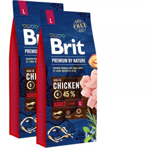 2x Brit Premium by Nature Adult L 15kg