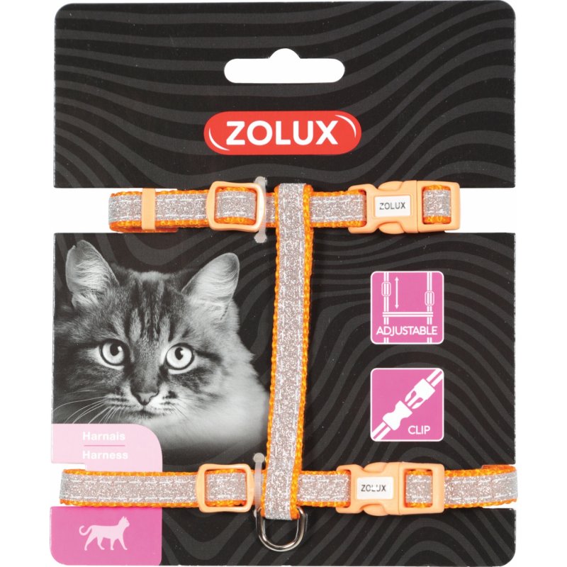 Postroj kočka SHINY nylon oranžový Zolux