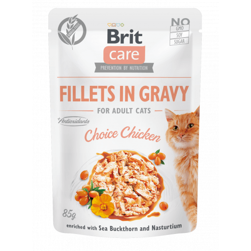 Brit Care Cat Fillets in Gravy Choice Chicken 85g (min. odběr 24 ks)