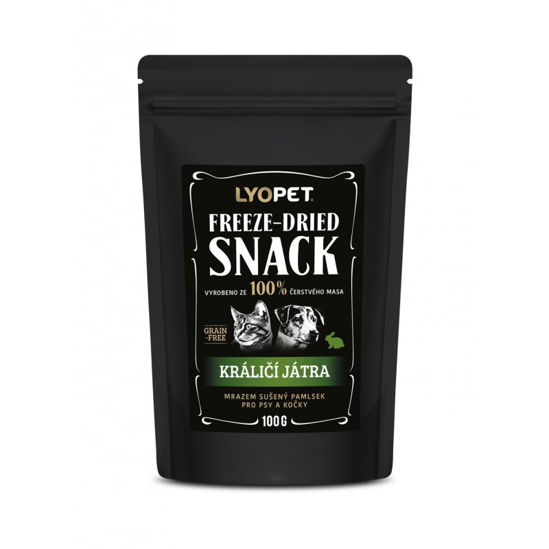 LYOPET Snack Dog & Cat Králičí játra 30 g