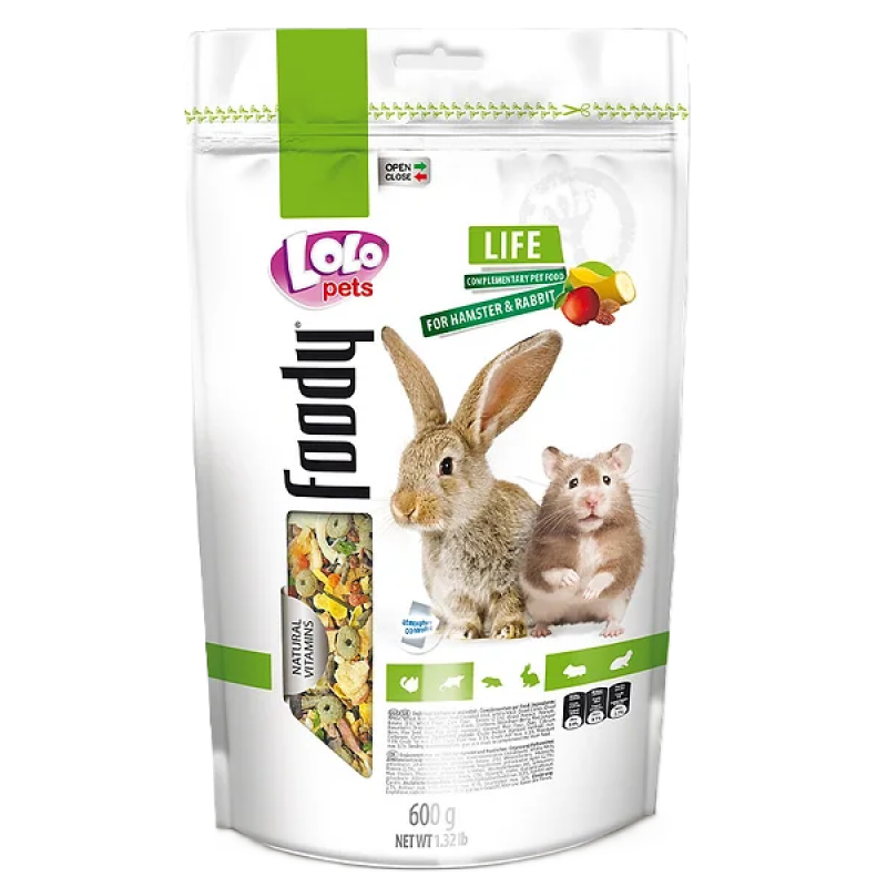 LOLO Foody ovocné krmivo pro králíky a křečky 600g Doypack