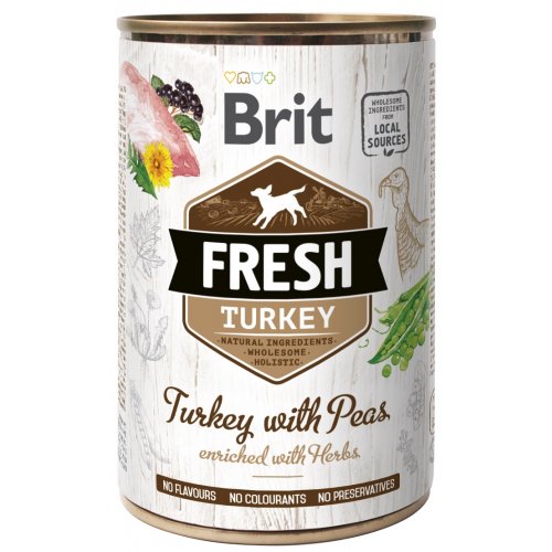 Brit Fresh Dog konz Turkey with Peas 400g (min. odběr 24 ks)