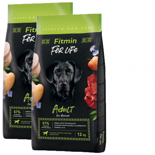 2 x Fitmin For Life DOG Adult All Breeds 12 kg