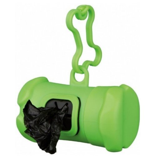 Pouzdro plast +sáčky na psí exkrementy KOST zelená Trixie