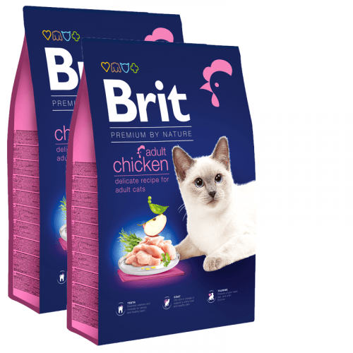 2x Brit Premium Cat by Nature Adult Chicken 8kg