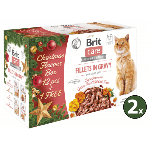 Brit Care Cat Fillets Gravy Christmas box 2 x 12 x 85g + 2 ZDARMA