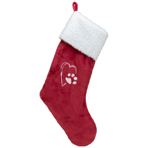 Xmas STOCKING - vánoční ponožka, 47 cm, plyš, červená/bílá