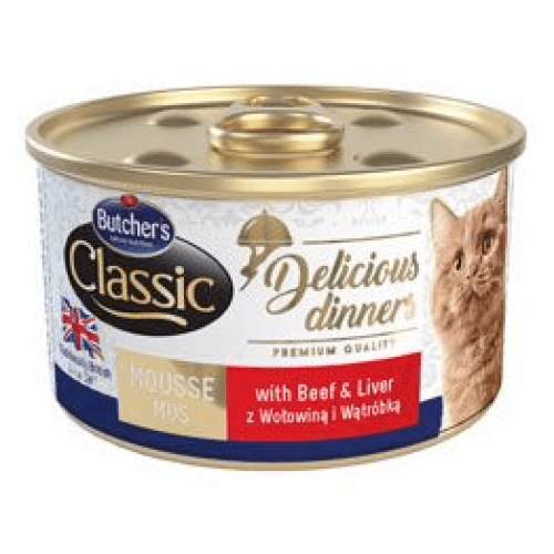 Butcher's Cat Classic Delicious Dinners hovězí+játra konzerva 85g