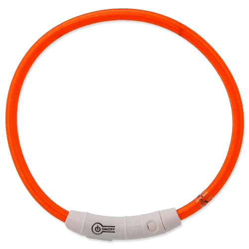 Obojek DOG FANTASY světelný USB oranžový 45cm