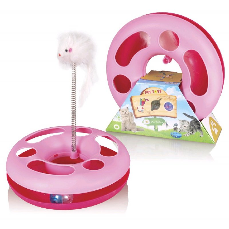 Hračka kočka Speedy ball s myší na pružině
