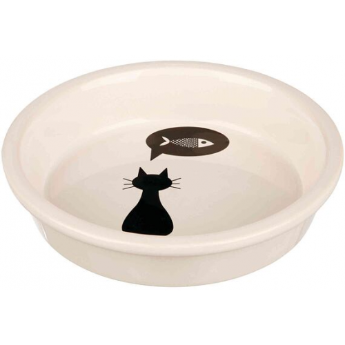 Keramická miska s černou kočkou, s okrajem bílá 0,25 l/13 cm
