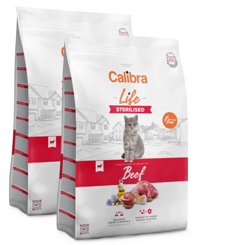 2x Calibra Cat Life Sterilised Beef 6 kg