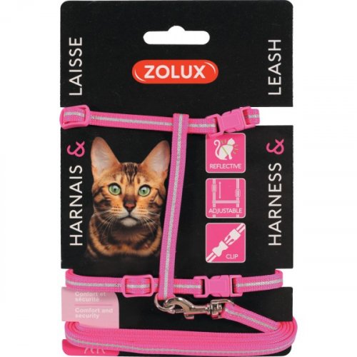 Postroj kočka s vodítkem 1,2m růžový Zolux