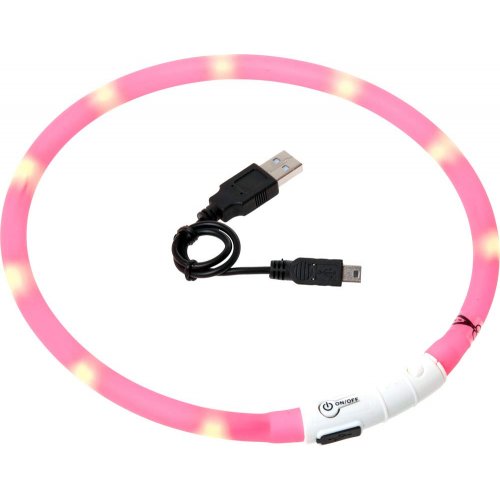 Obojek USB Visio Light 35cm růžový Karlie