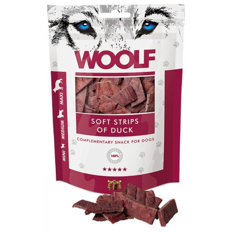 WOOLF pochoutka soft strips of duck 100g