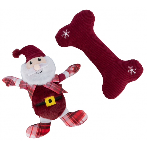Xmas Gift set - vánoční dárková sada hraček (santa, kost), 30 cm, plyš/látka